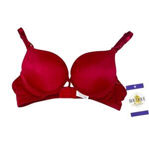 ILYS 34B Red Push Up Bra Underwire Adjustable Straps Smooth Finish Flattering